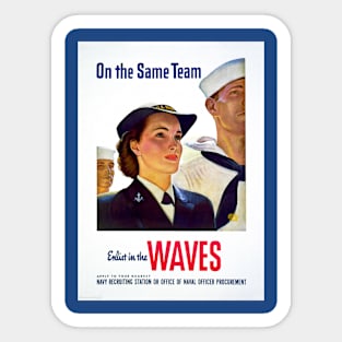 Restored Reprint of World War II US Navy WAVES Recruitment Poster Print Sticker